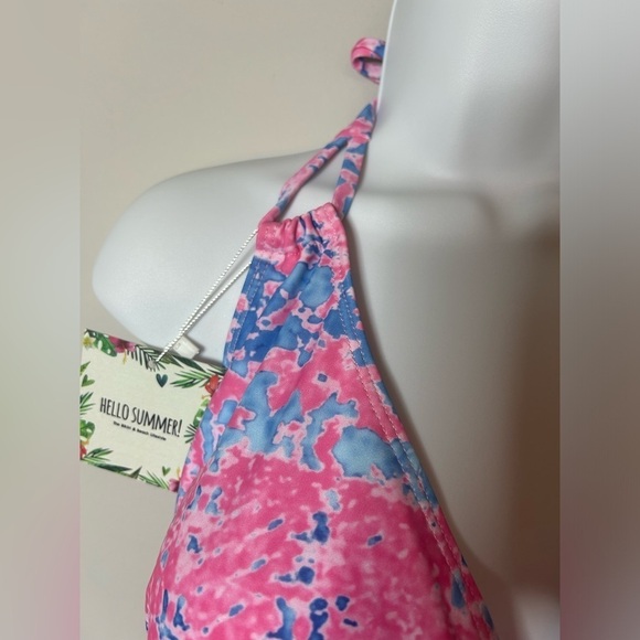 NWT Hello Summer Pink Blue Tankini Bathing Suit Top Women’s XL - Picture 3 of 9